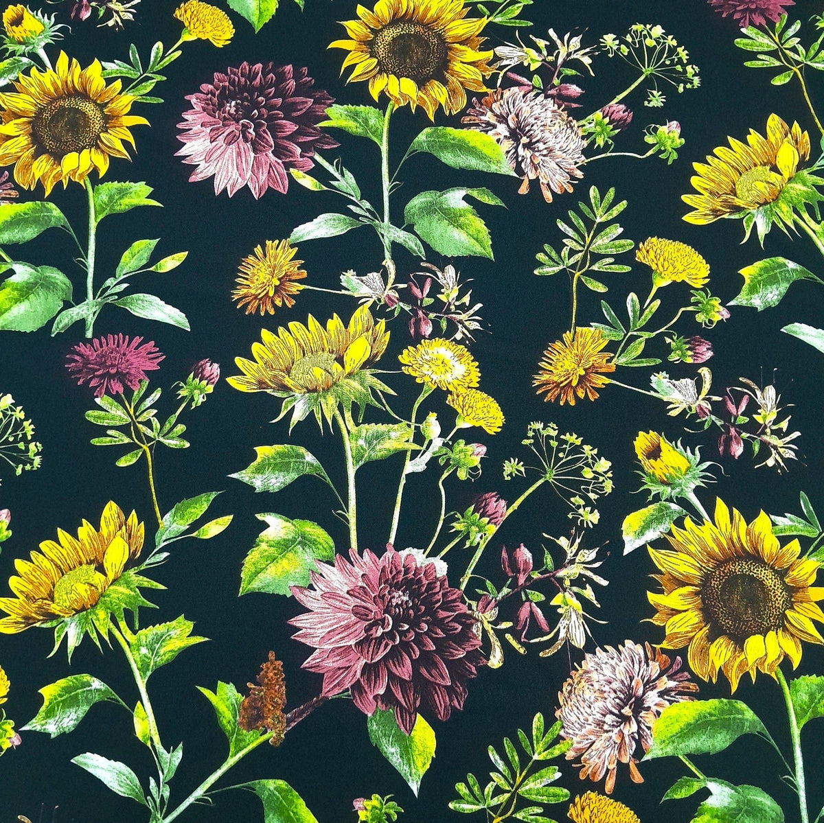 Mazztex Aadil Mini Matt Fabric Yellow Printed Mini Matt Sunflower 140 cm