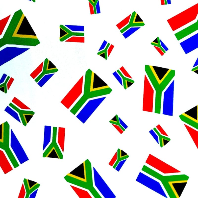 Mazztex Aadil Mini Matt Printed Mini Matt South African Flags White 140 cm