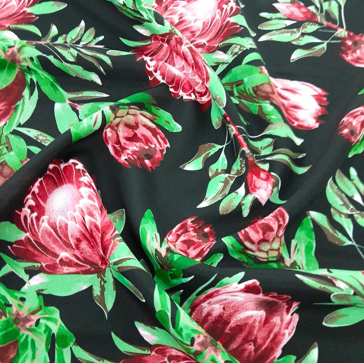 Mazztex Aadil Printed Mini Matt Printed Mini Matt Protea Black 140cm