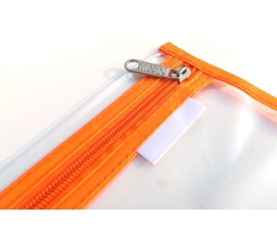 Meeco Tech & Office Meeco A4 Book Bag Clear Pvc With Zip Orange (7409303781465)