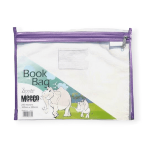 Meeco Tech & Office Meeco A4 Book Bag Clear Pvc With Zip Violet (7409304371289)