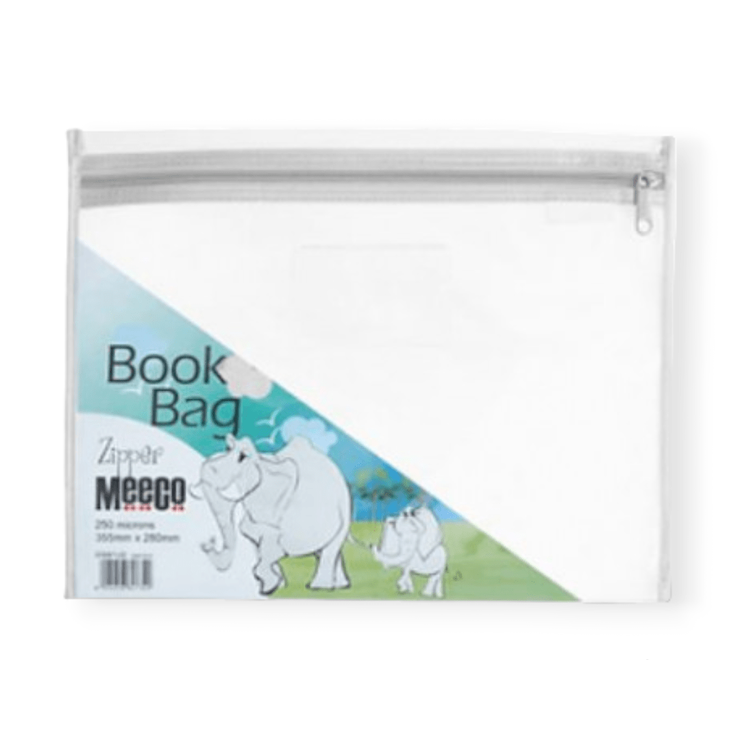 Meeco Tech & Office Meeco A4 Book Bag Clear Pvc With Zip White (7409305682009)