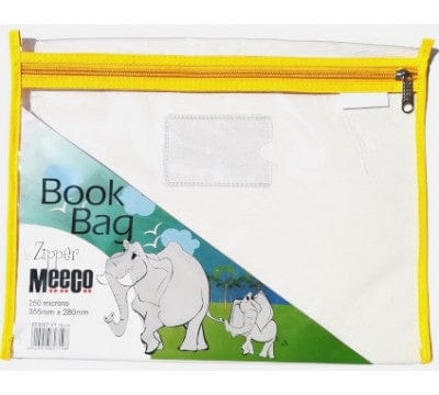 Meeco Tech & Office Meeco A4 Book Bag Clear Pvc With Zip Yellow (7409280876633)