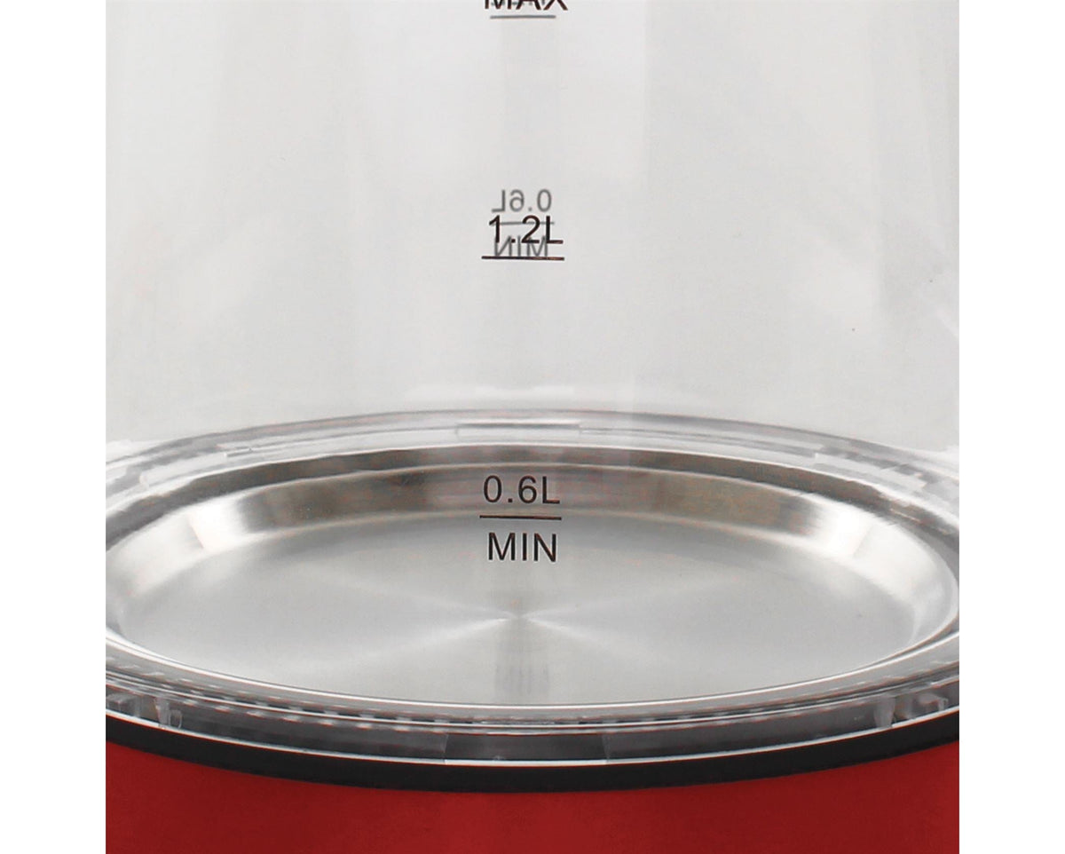 Mellerware KETTLE Mellerware Kettle 360 Degree Cordless Glass Red 1.7 Litre 2200W Azure (6779205156953)