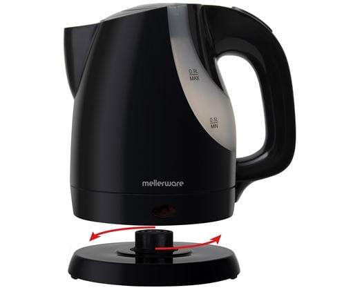 Mellerware KETTLE Mellerware Kettle 360 Degree Cordless Plastic Black 0.9L 1300W Piccolo 33011 (7456662814809)