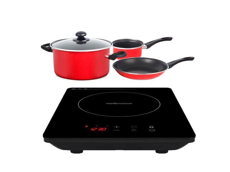 Mellerware POTS Mellerware Capri 1800W 5 Piece Black Induction Cooker And Pot Set