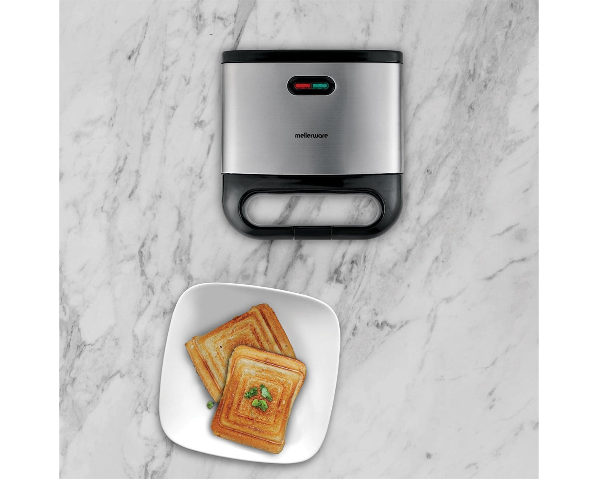Mellerware Sandwich Maker Mellerware Sandwich Maker 2 Slice Non-Stick Black & Stainless Steel 800W Planet 25302