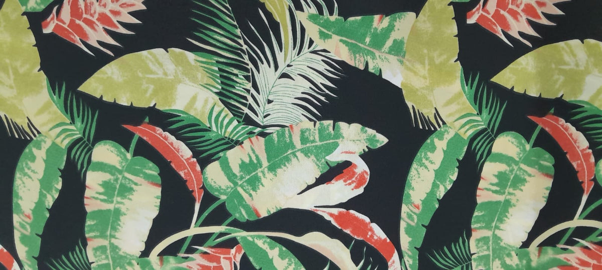 MH JOOSUB Curtaining Fabric Printed Mini Matt Leaves Black (7310335279193)