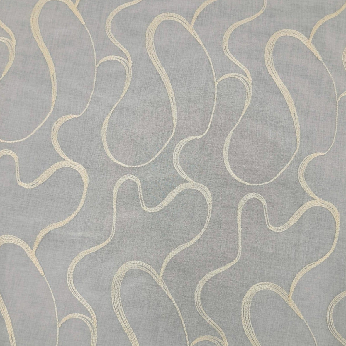 MH JOOSUB Lace & Voile Fabrics Beige Embroided Linen Voile Design 5 Collection 280 cm