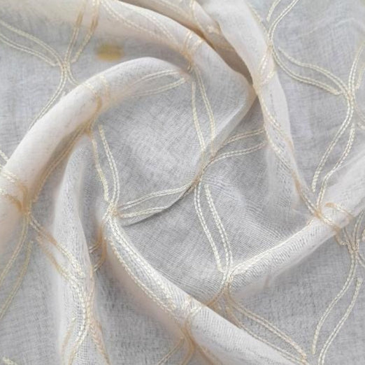 MH JOOSUB Lace & Voile Fabrics Embroidered Linen Voile D2 Beige 280 cm