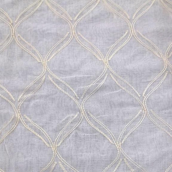 MH JOOSUB Lace & Voile Fabrics Embroidered Linen Voile D2 Beige 280 cm