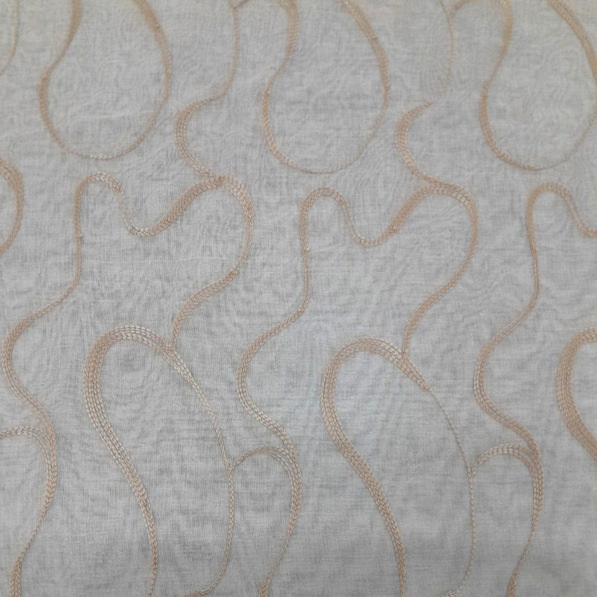 MH JOOSUB Lace & Voile Fabrics Taupe Embroided Linen Voile Design 5 Collection 280 cm