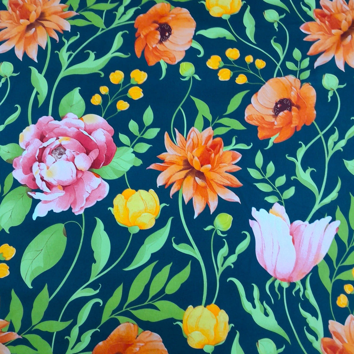 MH JOOSUB Mini Matt Fabric Grey Printed Mini Matt Flower D1 140 cm