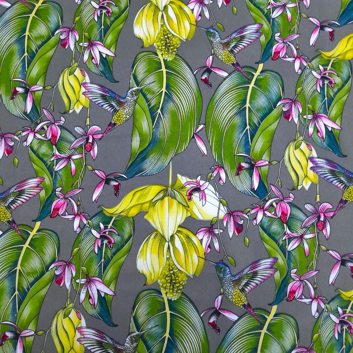 MH JOOSUB Mini Matt Fabric Printed Mini Matt Birds Grey 140 cm