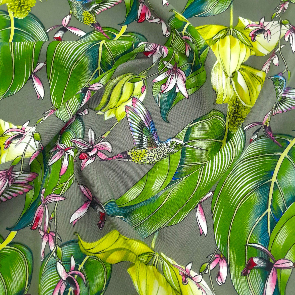 MH JOOSUB Mini Matt Fabric Printed Mini Matt Birds Grey 140 cm