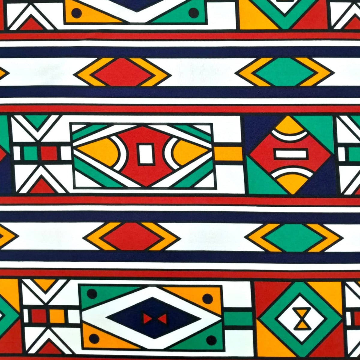 MH JOOSUB Mini Matt Fabric Red Printed Mini Matt Design 11 Ndebele 140 cm