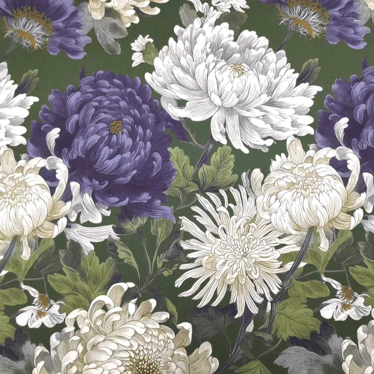 Mh Joosub Printed Mini Matt Green Fabric Printed Mini Matt Peonies 140 cm