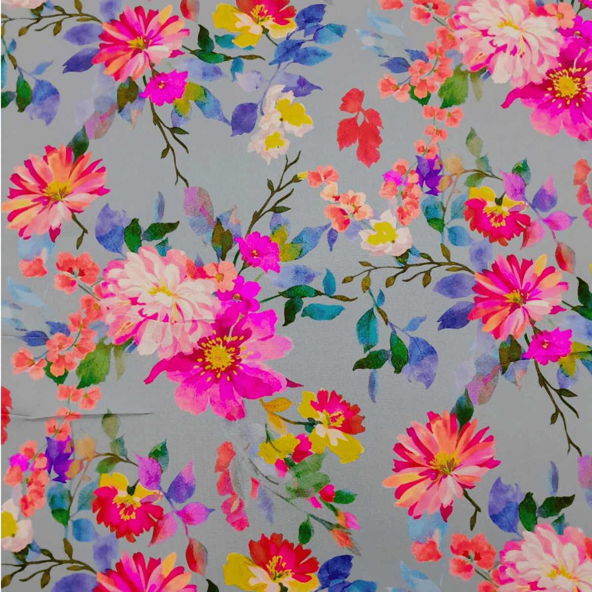 Mh Joosub Printed Mini Matt Grey Fabric Printed Mini Matt D31 Floral 140 cm