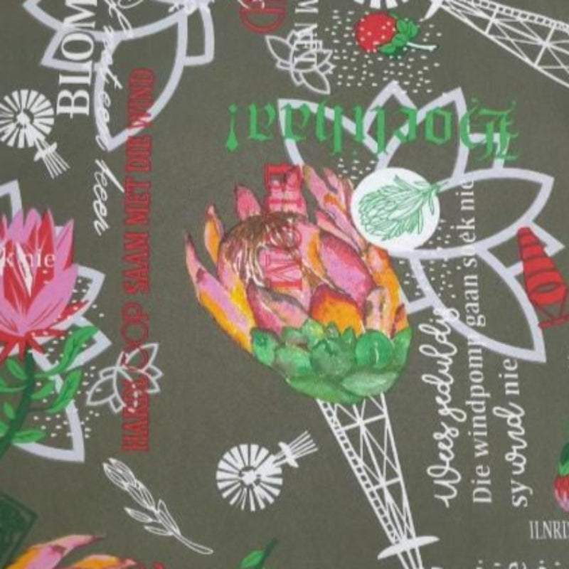 MH JOOSUB Printed Mini Matt Olive Printed Mini Matt Design 8 Afrikaans Collection 140 cm (7884039356505)