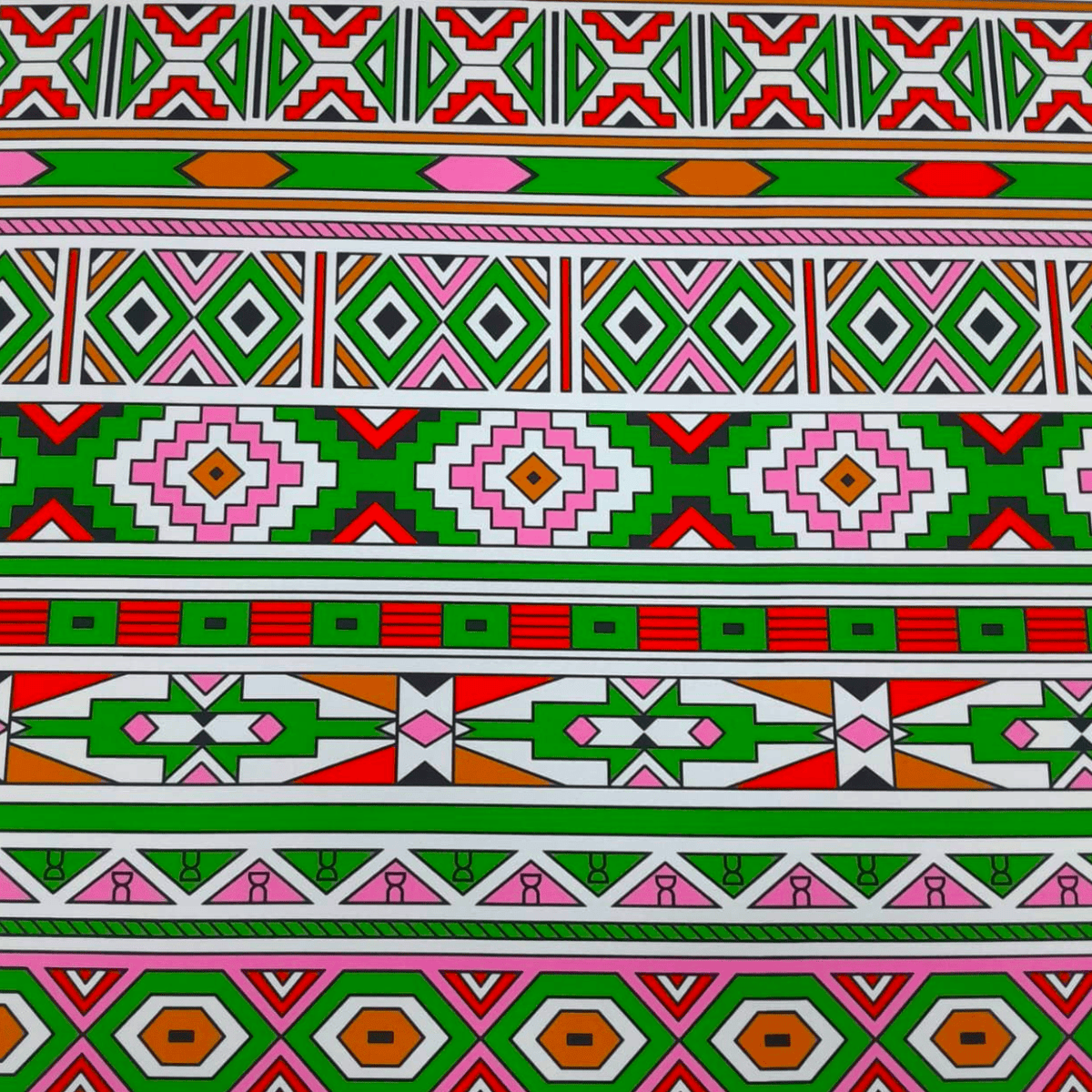 Mh Joosub Printed Mini Matt Pink Fabric Printed Mini Matt Ndebele D35 140 cm