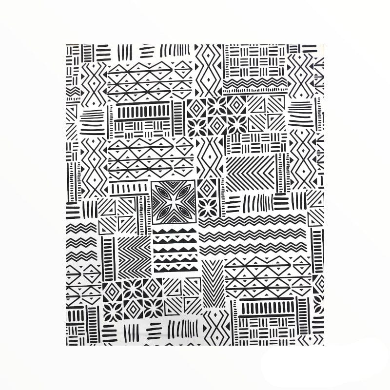 MH JOOSUB Printed Mini Matt White / Black Design 2 Printed Mini Matt 6890 Design 12 Collection 140 cm (7770373226585)