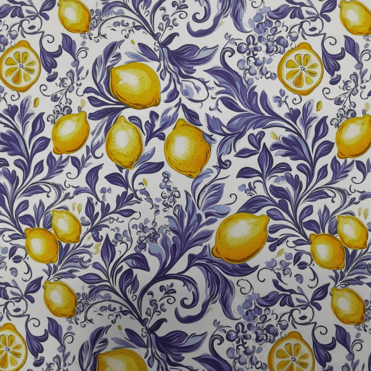 Mh Joosub Printed Mini Matt White Fabric Printed Mini Matt Lemons D26 140 cm