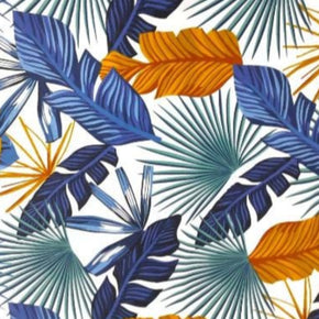 MH JOOSUB Printed Mini Matt White / Navy Printed Mini Matt Design 26 Tropical Leaves Collection 140 cm (7883212947545)