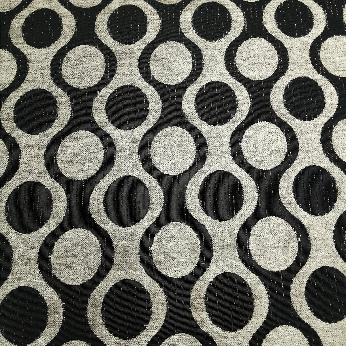 MH JOOSUB Upholstery Fabric Black Fabric Upholstery Venise Circles 140 cm