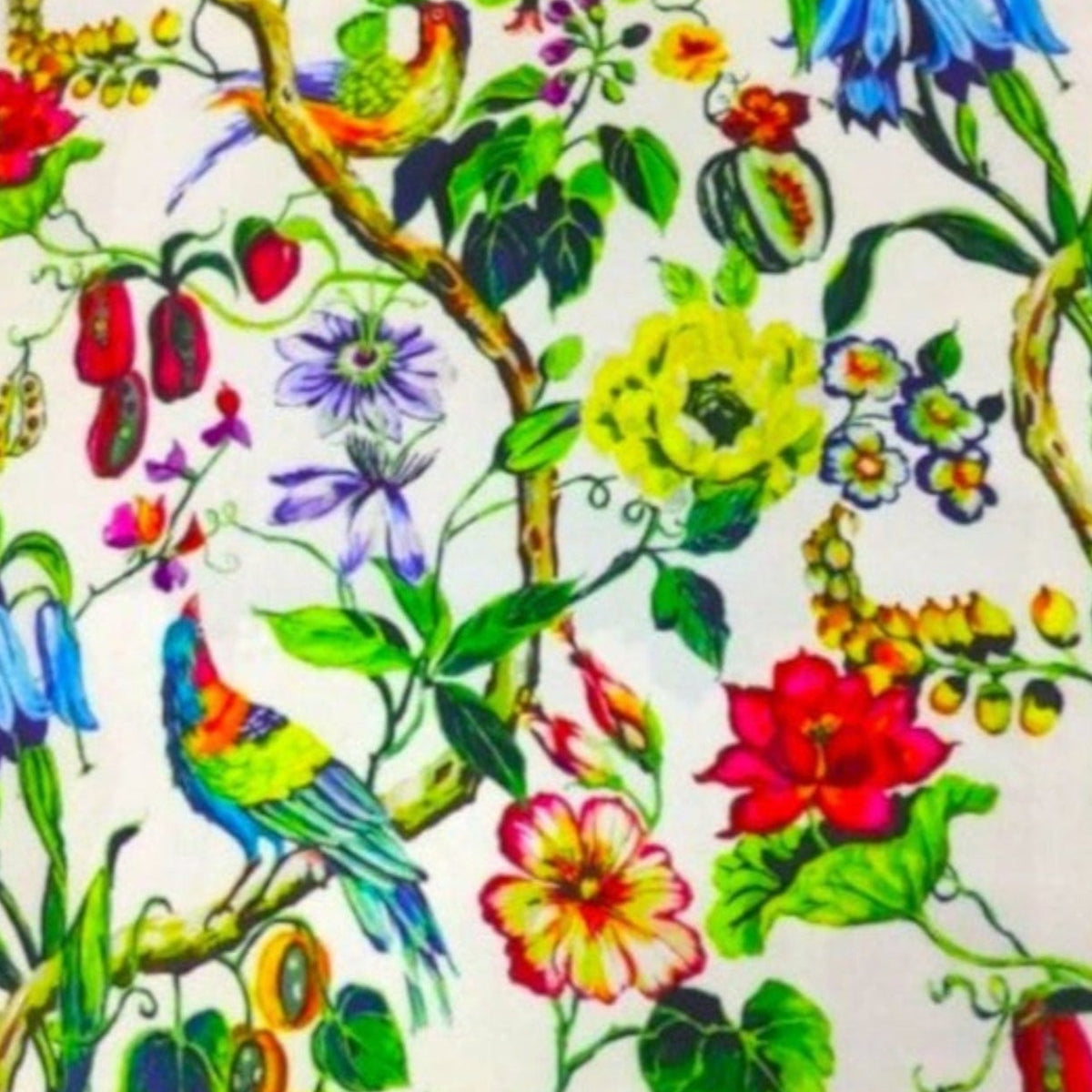 MH JOOSUB Upholstery Fabrics White Printed Velvet Upholstery Fabric Floral D#2 140 cm