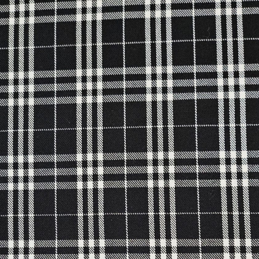 MHC Tartan Checks Black /White Tartan Check Fabric 150cm