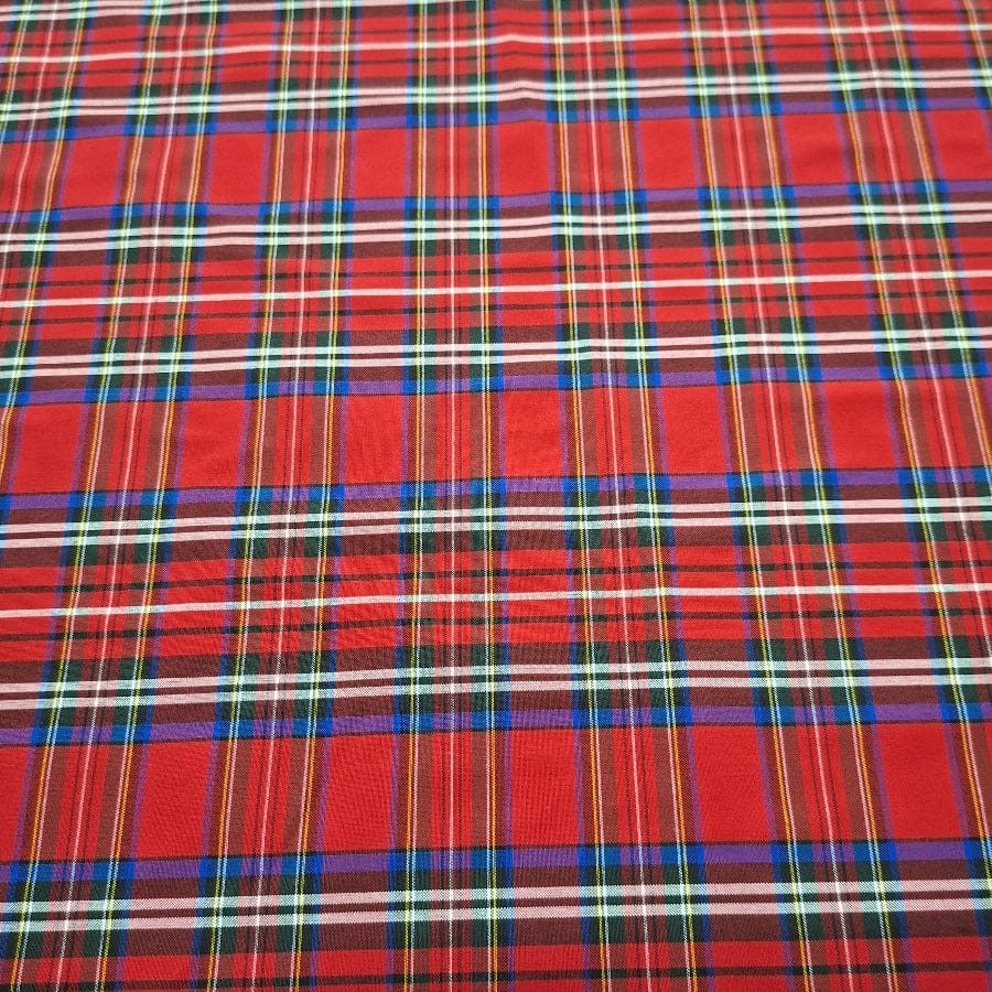 MHC Tartan Checks Red/Royal/White Tartan Check Fabric 150cm