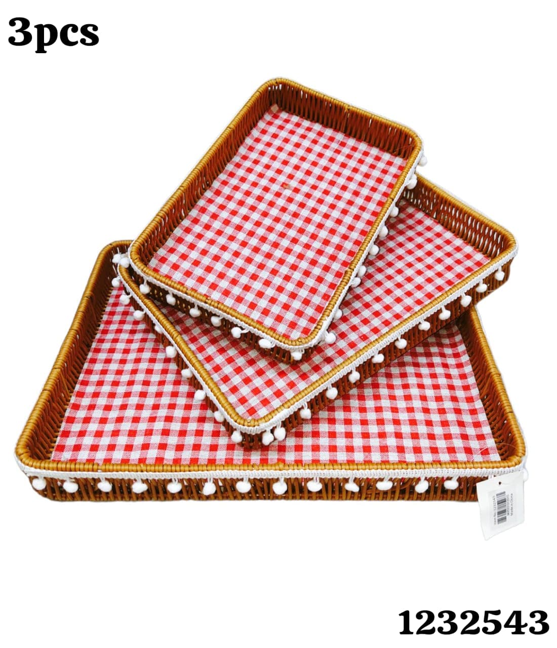 MHC Wolrd Fruit Basket Rectangular Wicker Plastic Woven Basket Set of 3 (7738342965337)