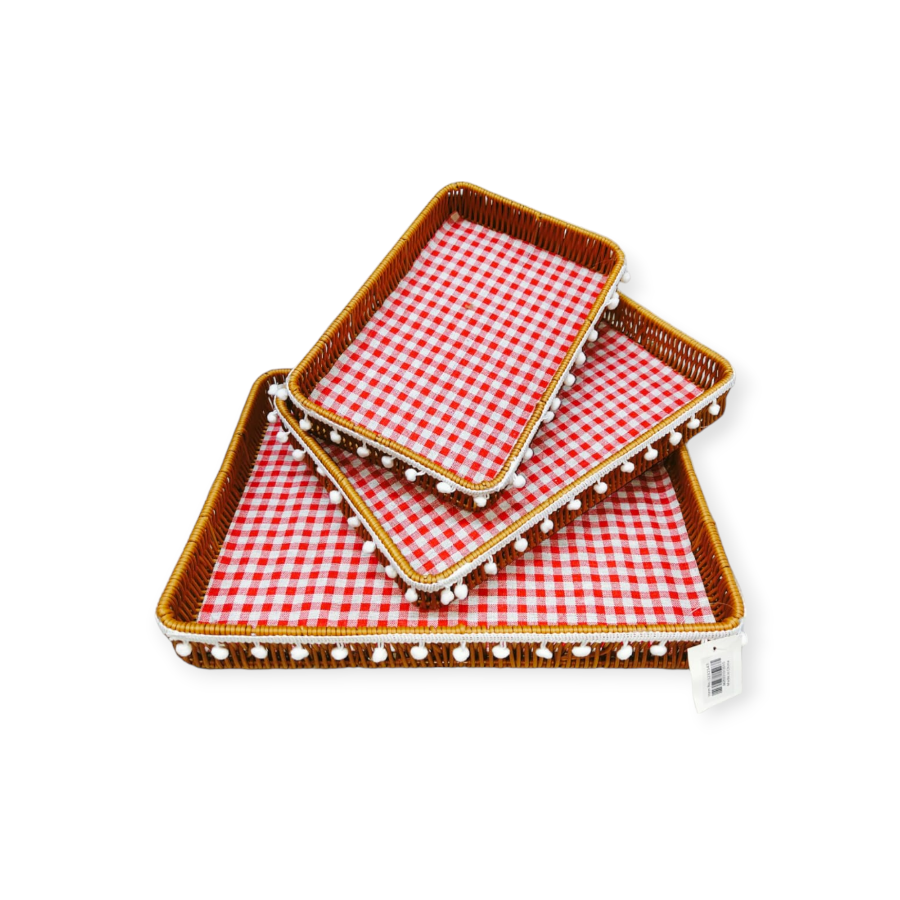 MHC Wolrd Fruit Basket Rectangular Wicker Plastic Woven Basket Set of 3 (7738342965337)