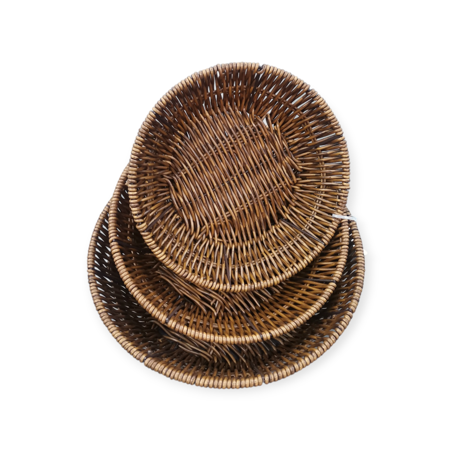 MHC Wolrd Fruit Basket Round Wicker Plastic Woven Basket Set of 3 (7738383532121) (7738411057241)