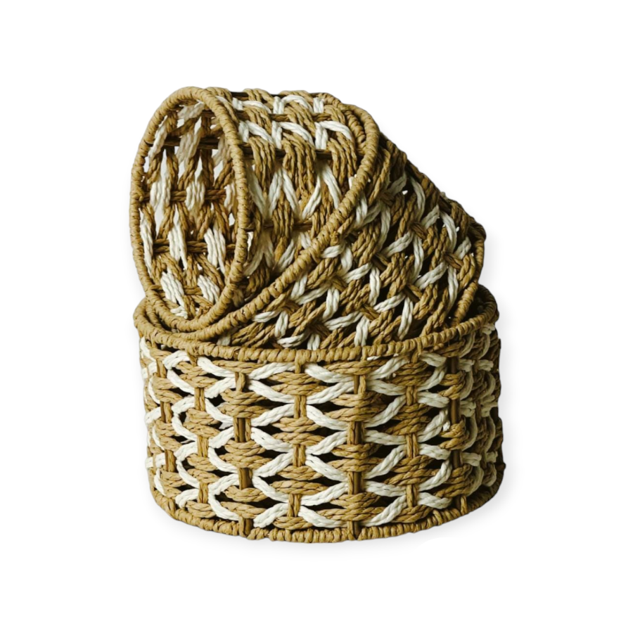 MHC Wolrd Fruit Basket Round  Wicker Woven Storage Basket Set of 3 (7738426196057)