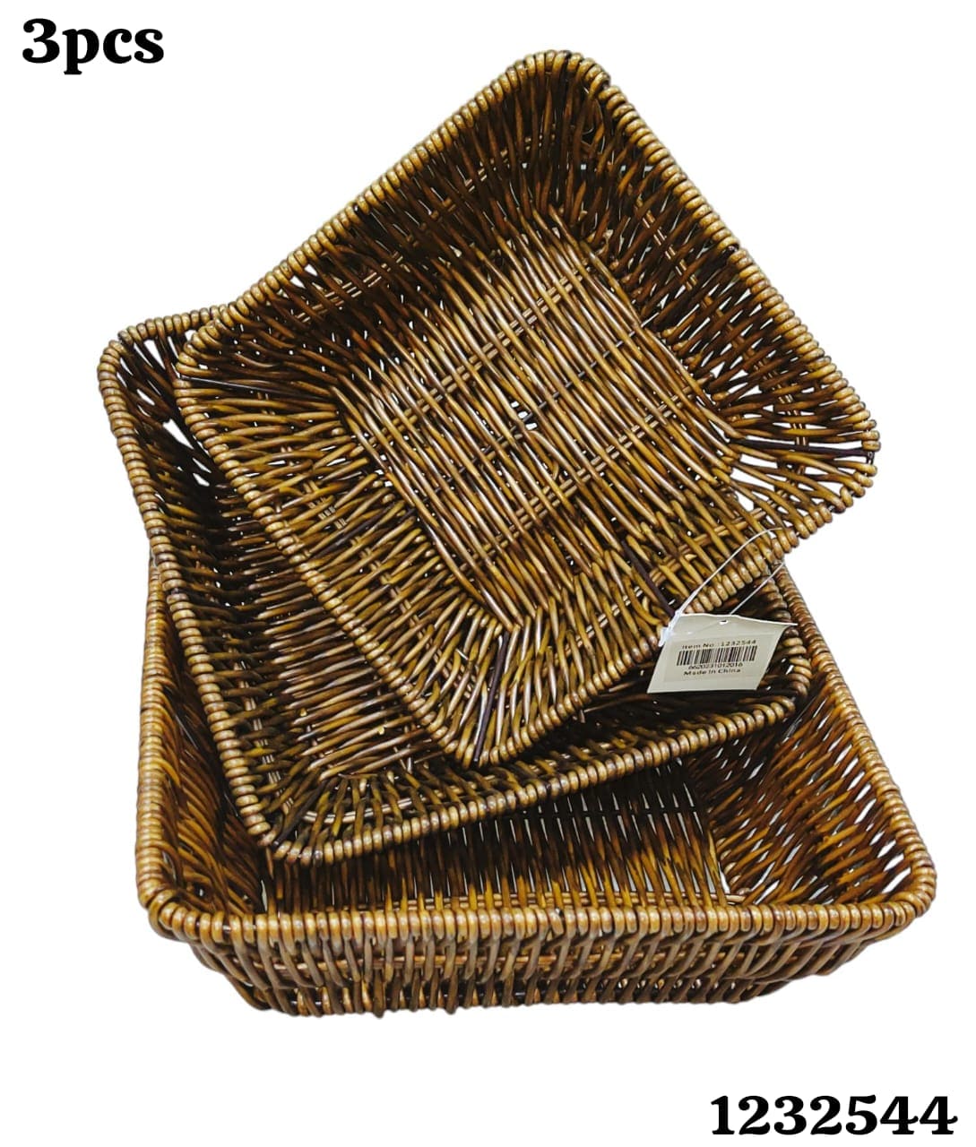 MHC Wolrd Fruit Basket Square Wicker Plastic Woven Basket Set of 3 (7738374127705) (7738383532121)