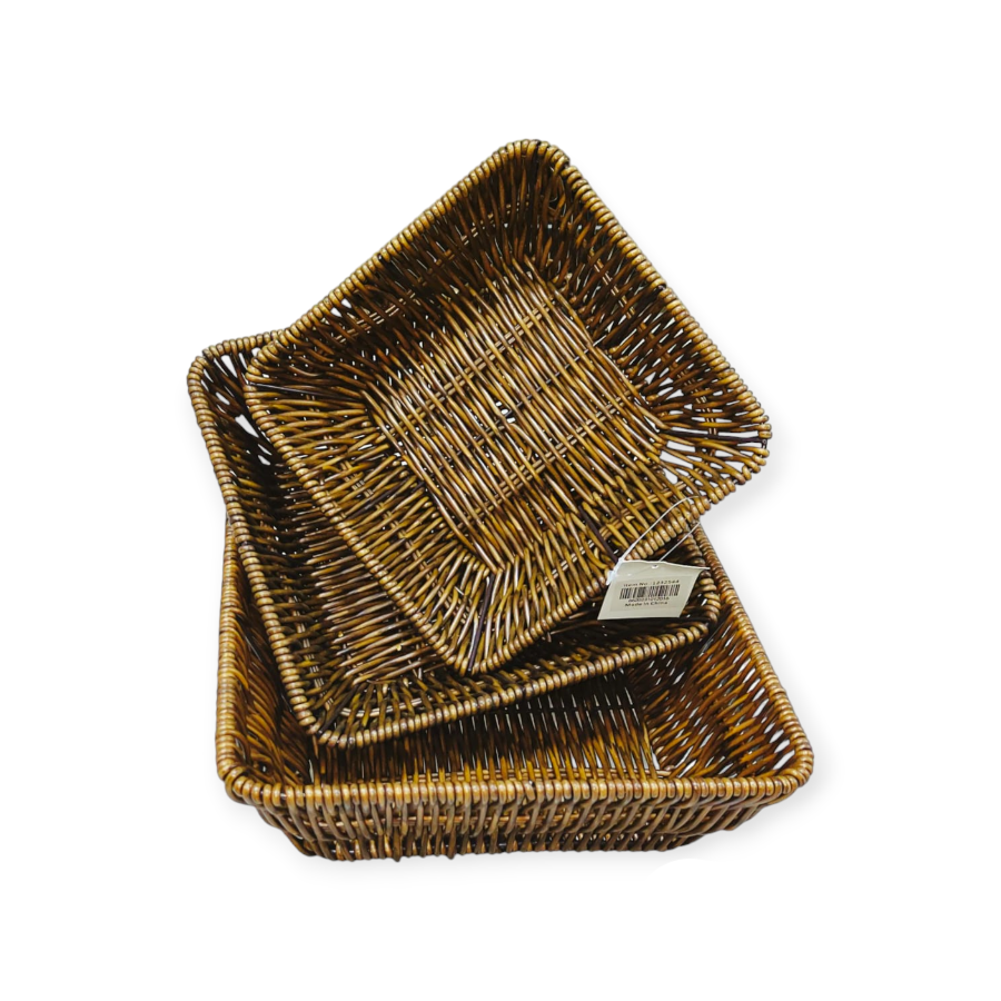 MHC Wolrd Fruit Basket Square Wicker Plastic Woven Basket Set of 3 (7738374127705) (7738383532121)