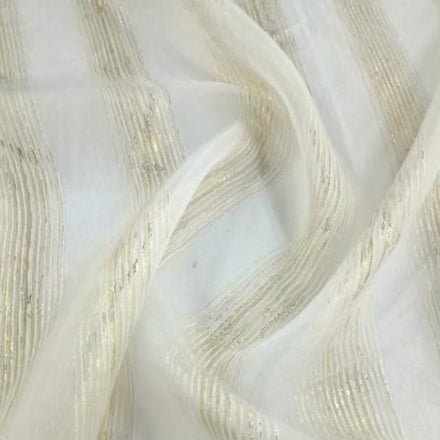 MHC Wolrd Lace & Voile Fabrics Beige Stripe Voile Curtaining 1401 Collection 280 cm (7813385748569)