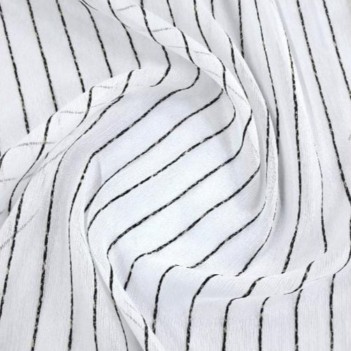 MHC Wolrd Lace & Voile Fabrics Black Stripe Turkish Voile Curtaining 0677 Collection 280 cm (7813387681881)