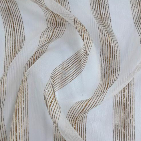 MHC Wolrd Lace & Voile Fabrics Brown Stripe Voile Curtaining 1401 Collection 280 cm (7813385748569)