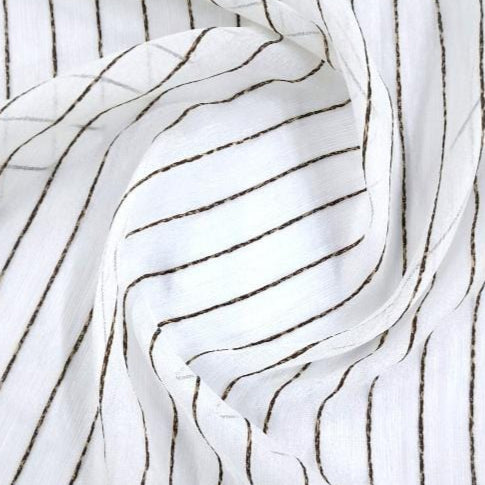 MHC Wolrd Lace & Voile Fabrics Dark Brown Stripe Turkish Voile Curtaining 0677 Collection 280 cm (7813387681881)