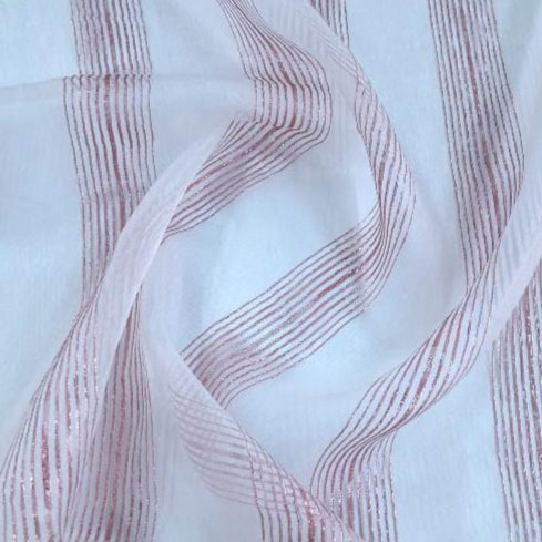 MHC Wolrd Lace & Voile Fabrics Pink Stripe Voile Curtaining 1401 Collection 280 cm (7813385748569)