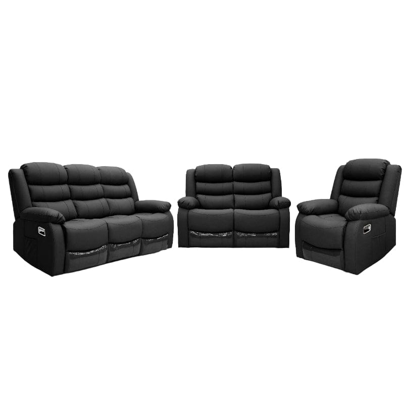 MHC World 3 Piece Lounge Suites Fiona 3 Action Black Lounge Suite 3pc