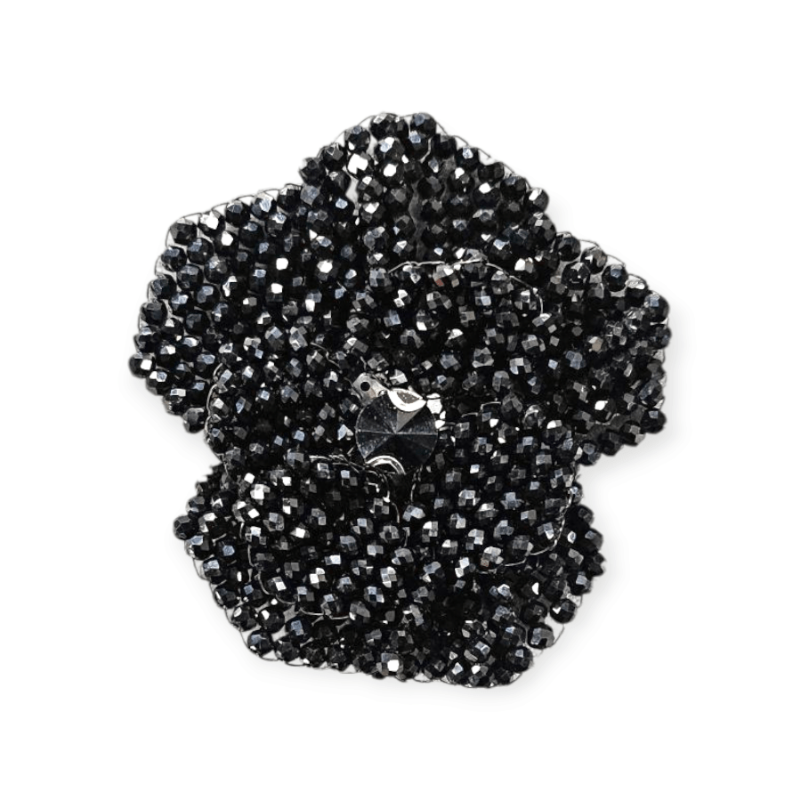 MHC WORLD Beaded Flower Black Crystal Beaded Flower CBF-2