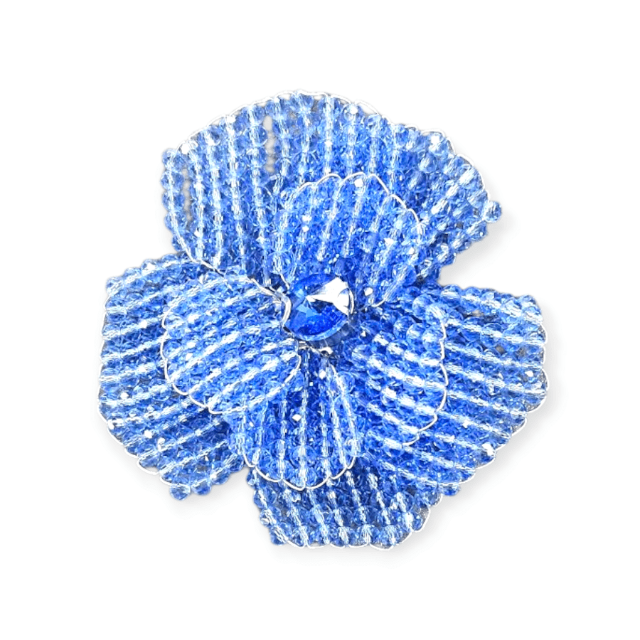 MHC WORLD Beaded Flower Blue Crystal Beaded Flower CBF-2