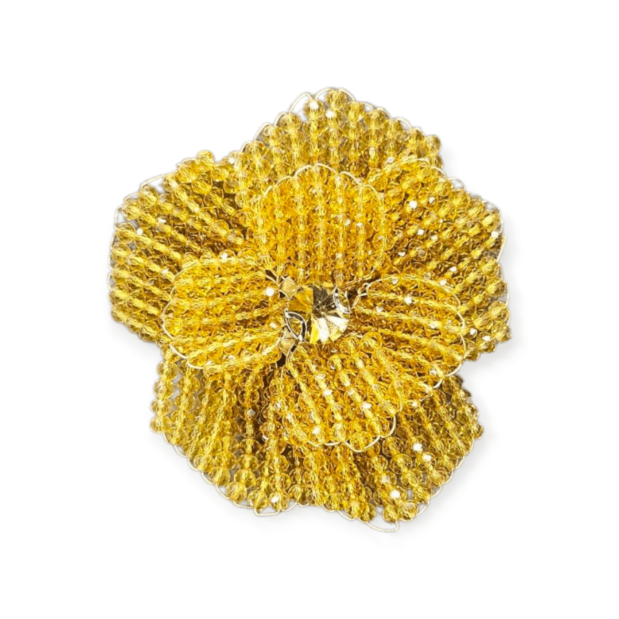 MHC WORLD Beaded Flower Gold Crystal Beaded Flower CBF-2