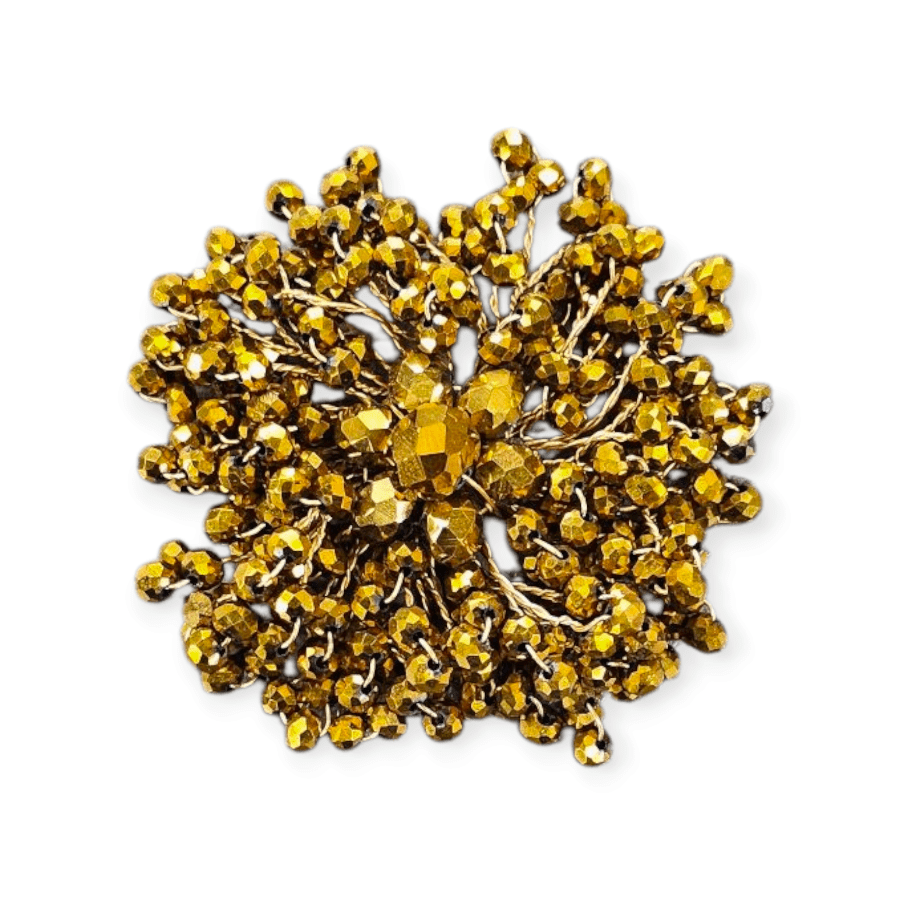 MHC WORLD Beaded Flower Metallic Gold Crystal Beaded Flower CBF-1