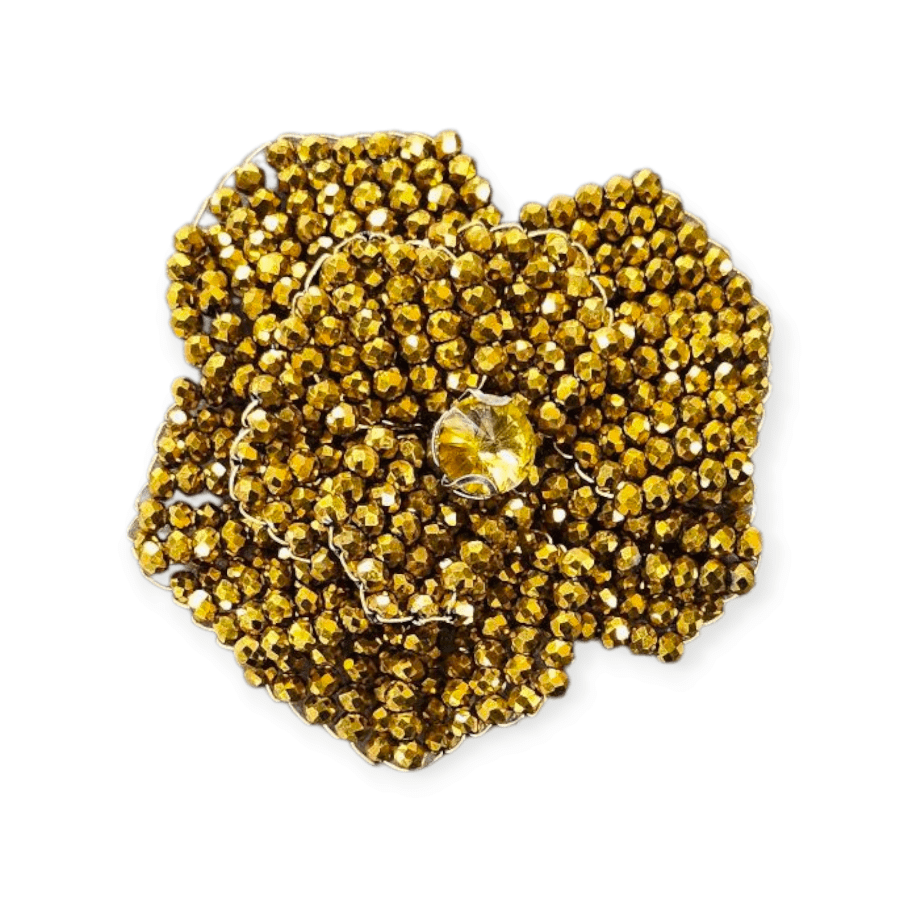 MHC WORLD Beaded Flower Metallic Gold Crystal Beaded Flower CBF-2