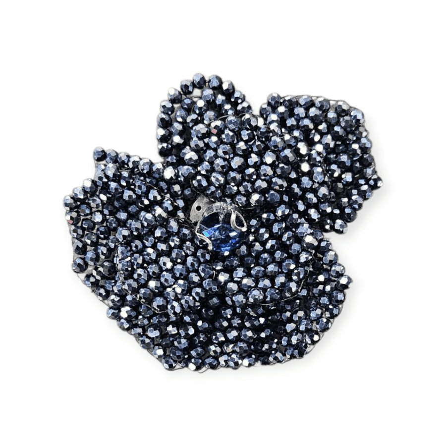 MHC WORLD Beaded Flower Navy Crystal Beaded Flower CBF-2