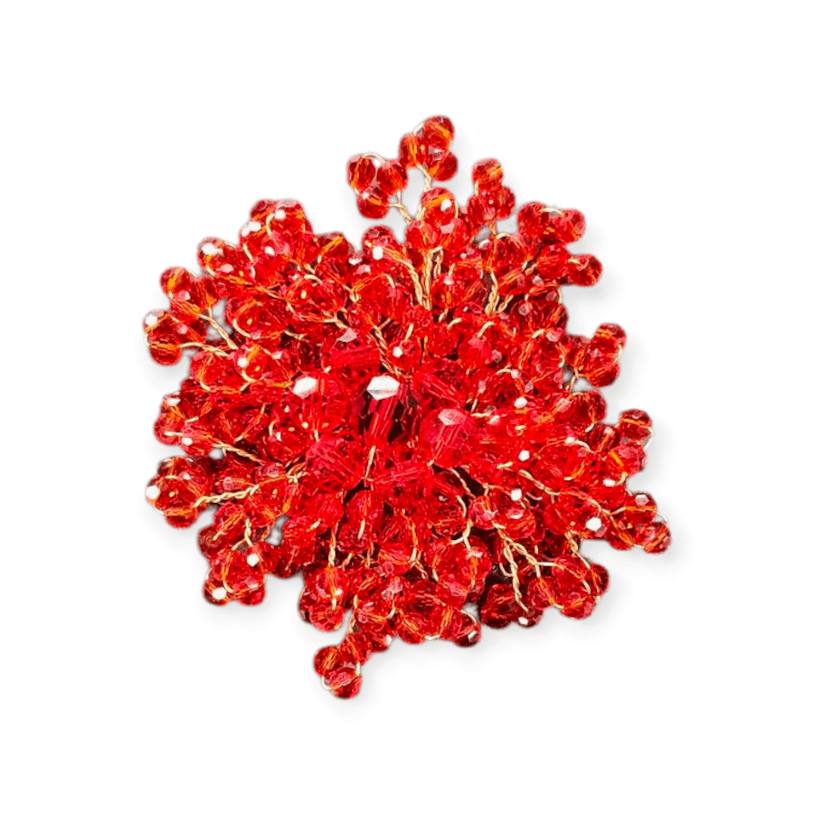 MHC WORLD Beaded Flower Red Crystal Beaded Flower CBF-1